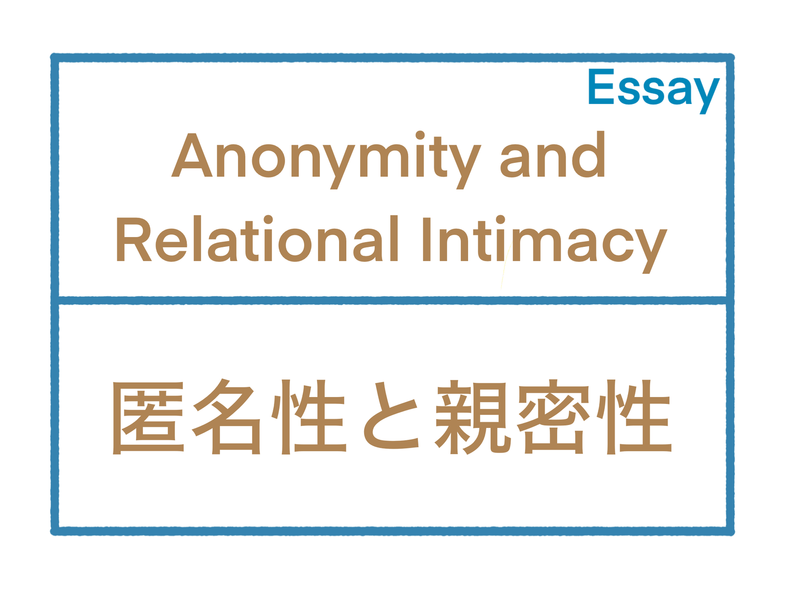 Handmaid thumbnail for the post Anonymity and Relational intimacy / 匿名性と親密性